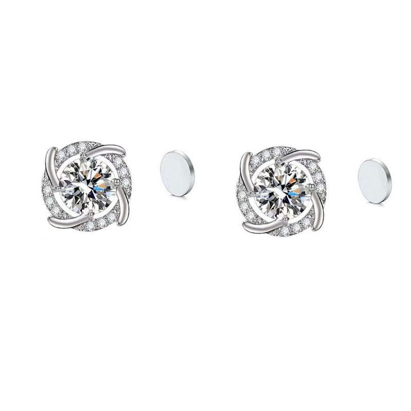 Women's Stainless Steel Windmill Simple Moissanite Design Light Earrings