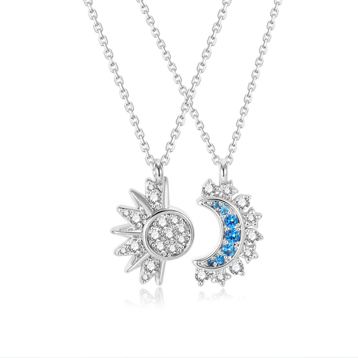 Affordable Luxury Fashion Sun Moon Diamond Star Theme Blue Embellishment Jewelry Set