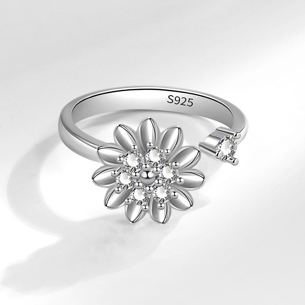 Classic Adjustable Sunflower Spinning Simple Flower Rings