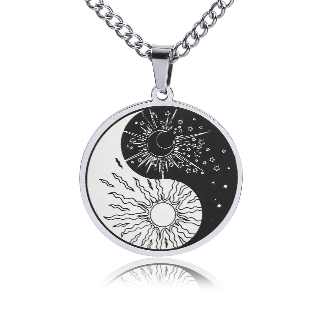 Men's Versatile Creative Lucky Tree Yin Yang Tai Round Necklaces