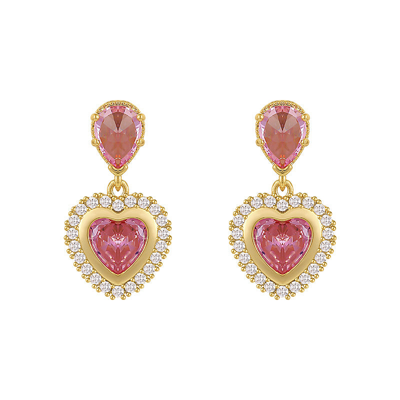 Love Heart Female Korean Style Sweet Earrings