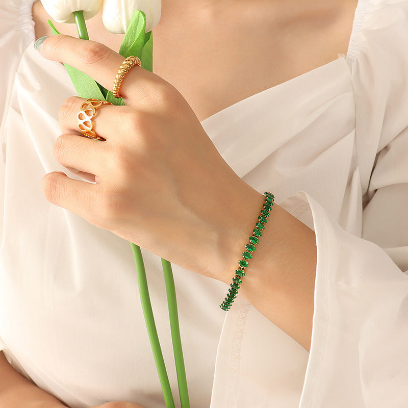 Lady Sense Elegant Graceful Solid Color Colorful Crystals Zircon Bracelets