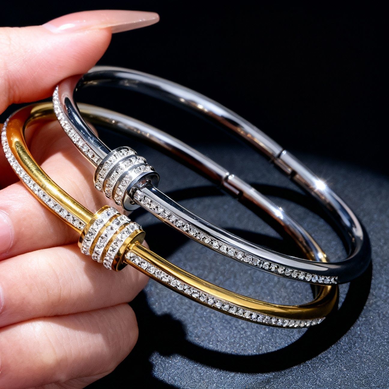Stainless Steel Small Waist Diamond Titanium Bracelets
