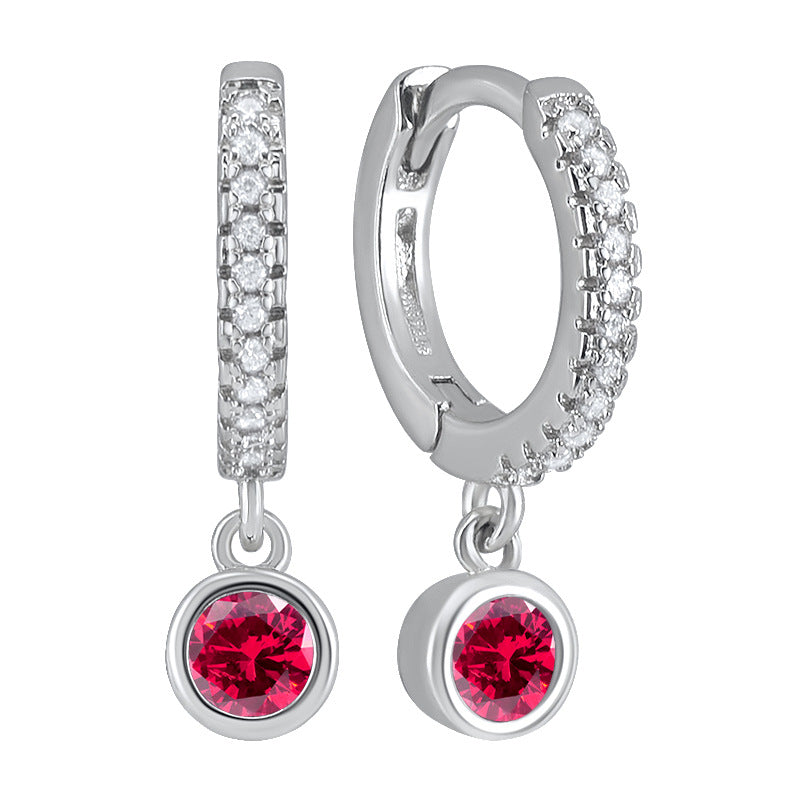 Colorful Round Zircon Female Personality Creative Geometric Fashion Ear Clip Rings