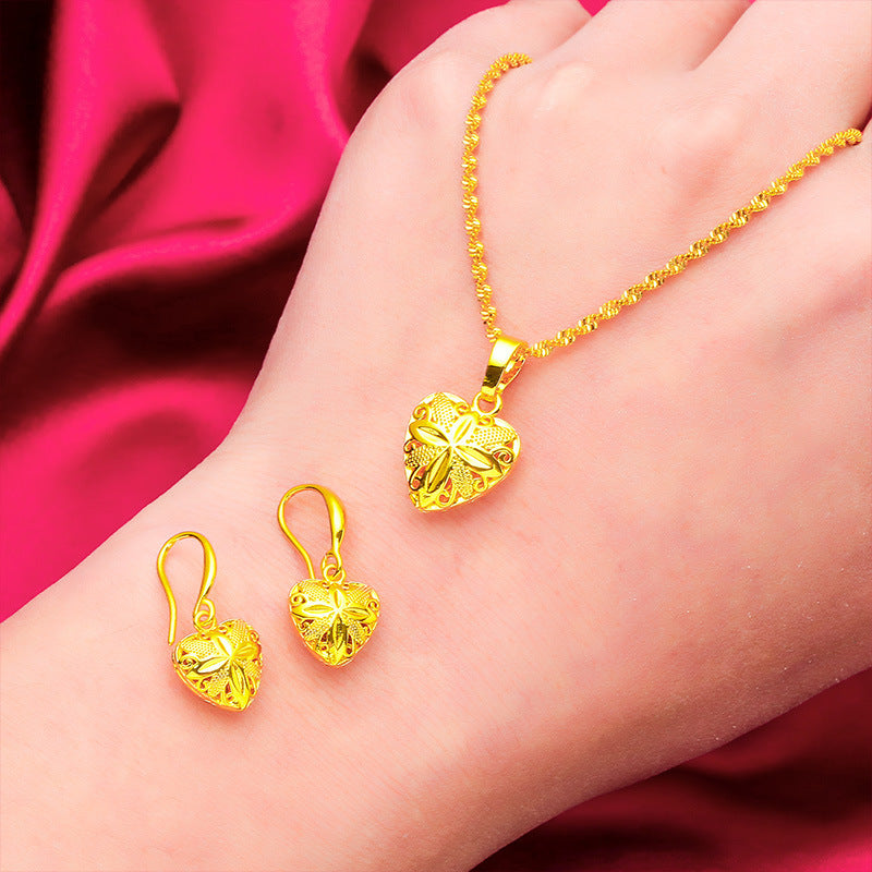 Women's Placer Gold Sand Love Water Ripple Fashion Necklaces
