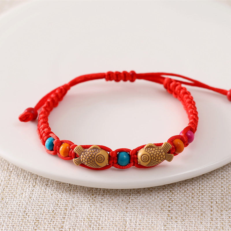 Red Rope Male Female Better Luck Flat Knot Small Bracelets