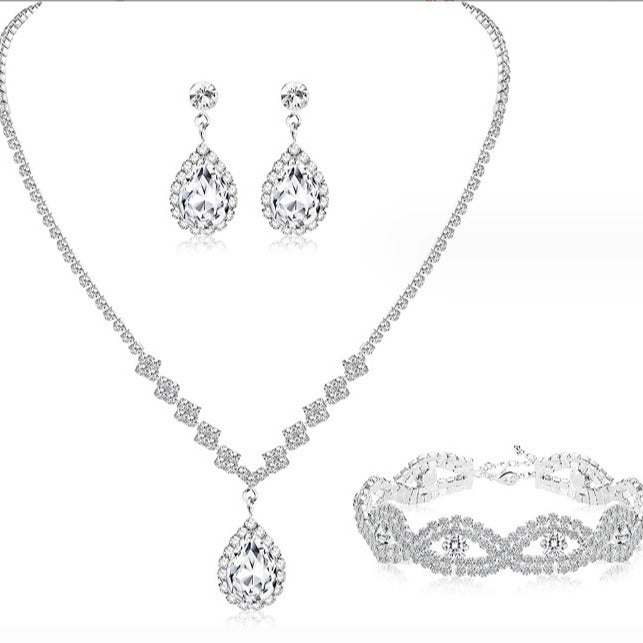 Bridesmaid Prom Costume Rhinestone Bridal Wedding Metal Jewelry Set