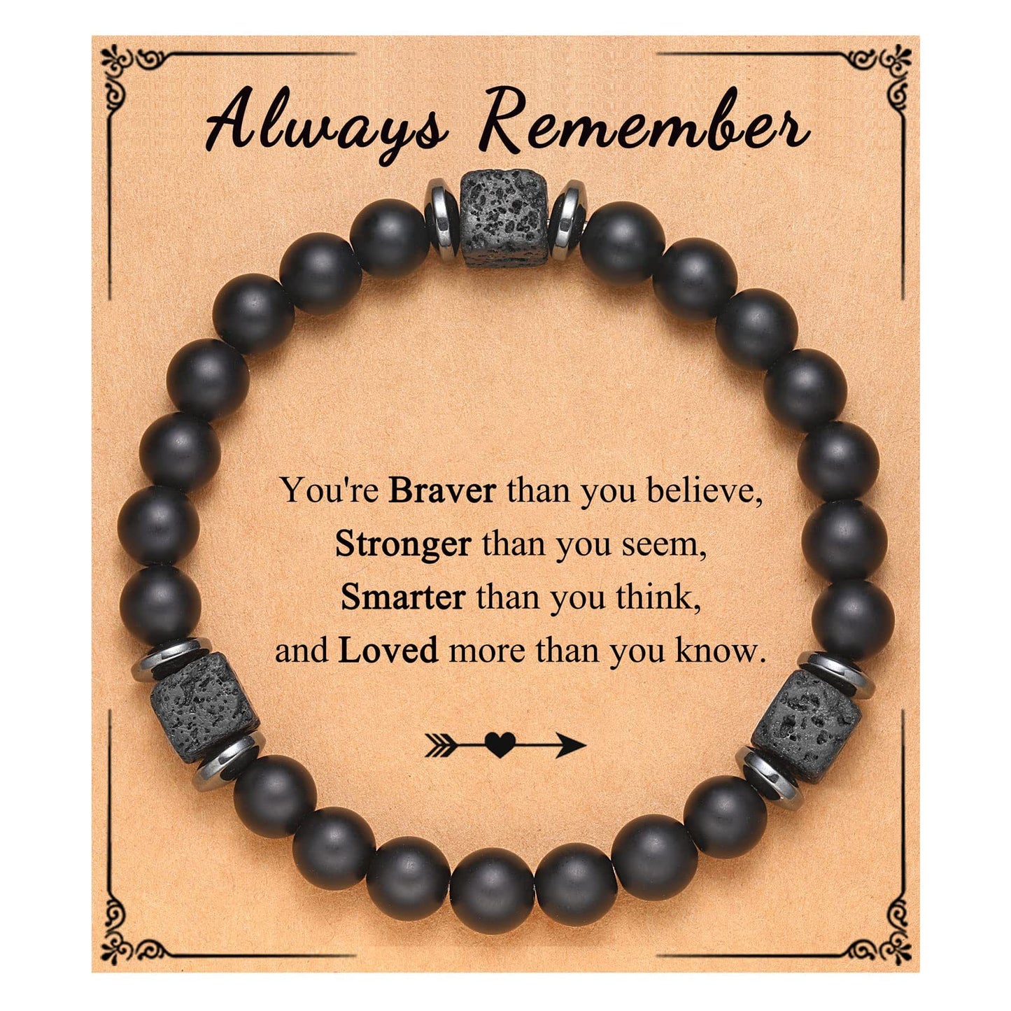 Frosted Square Volcanic Stone Father's Day Bracelets