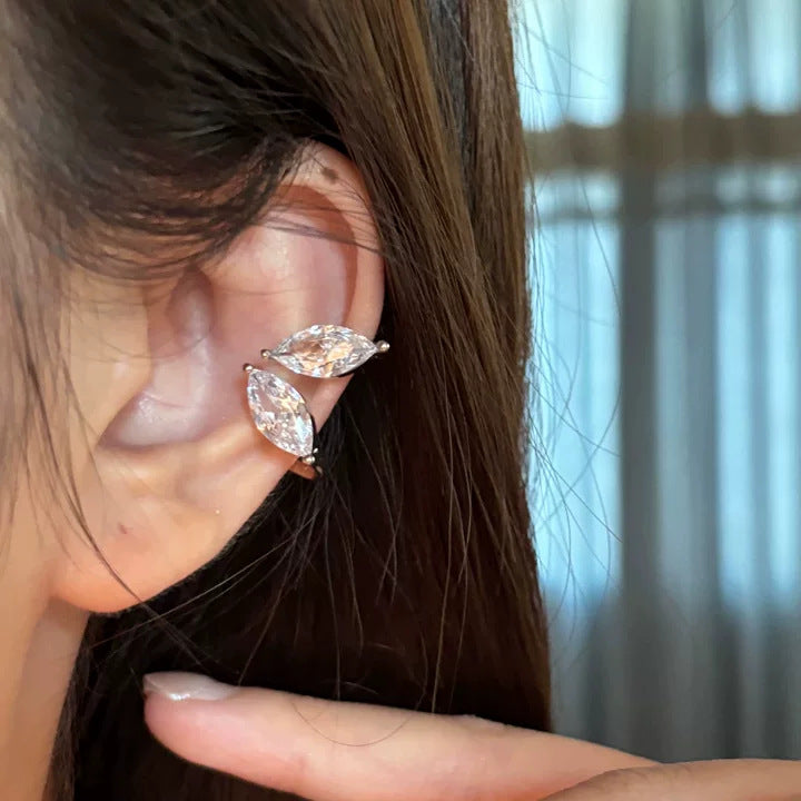 Zircon Leaf Geometry Bone Unique Design Temperament Wild Light Luxury Ear Clip