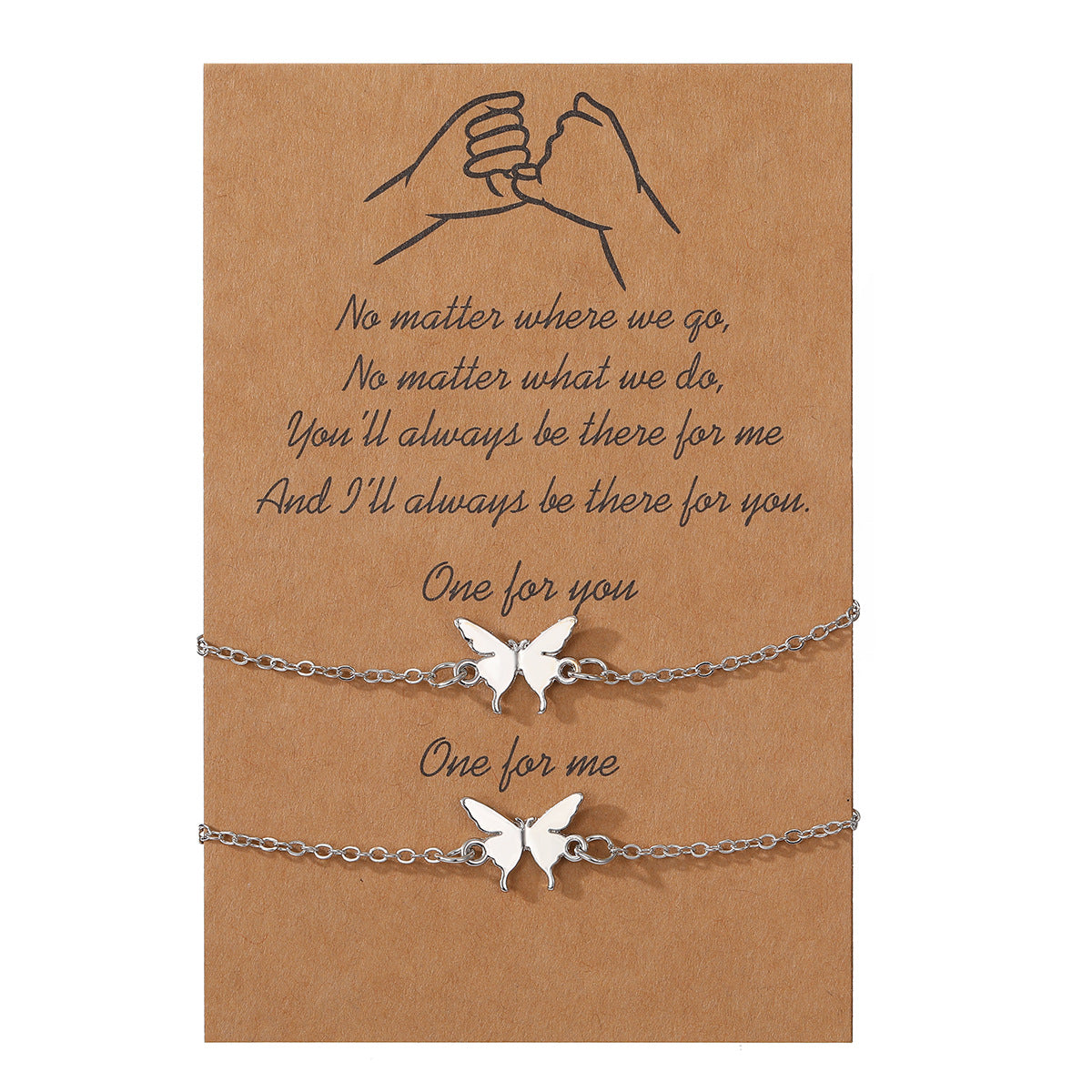 Gold And Sier Butterfly Card Couple Bracelets