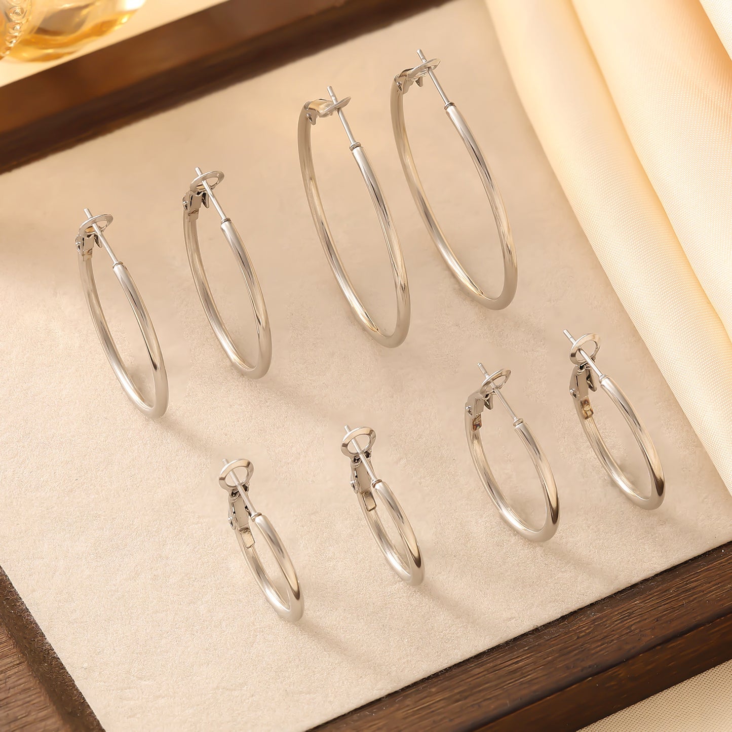 Shrimp Male Buckle Coil Stainless Steel Geometric Circle Earrings