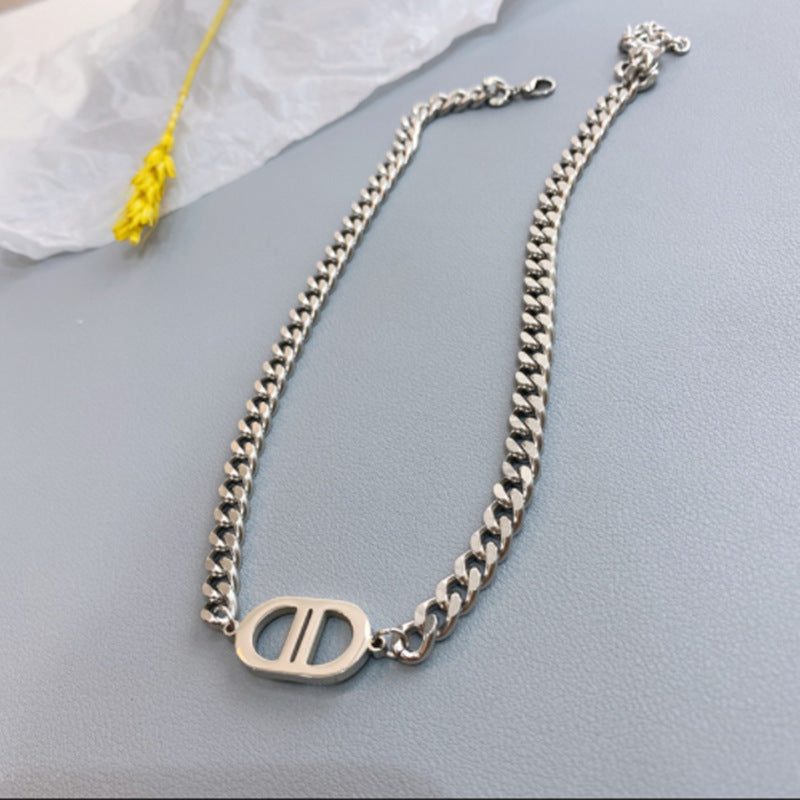 Women's Steel No Fading Letter Thick Chain Clavicle Necklaces