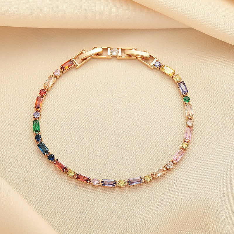 Women's Copper Plated Real Gold Zirconium Candy Bracelet
