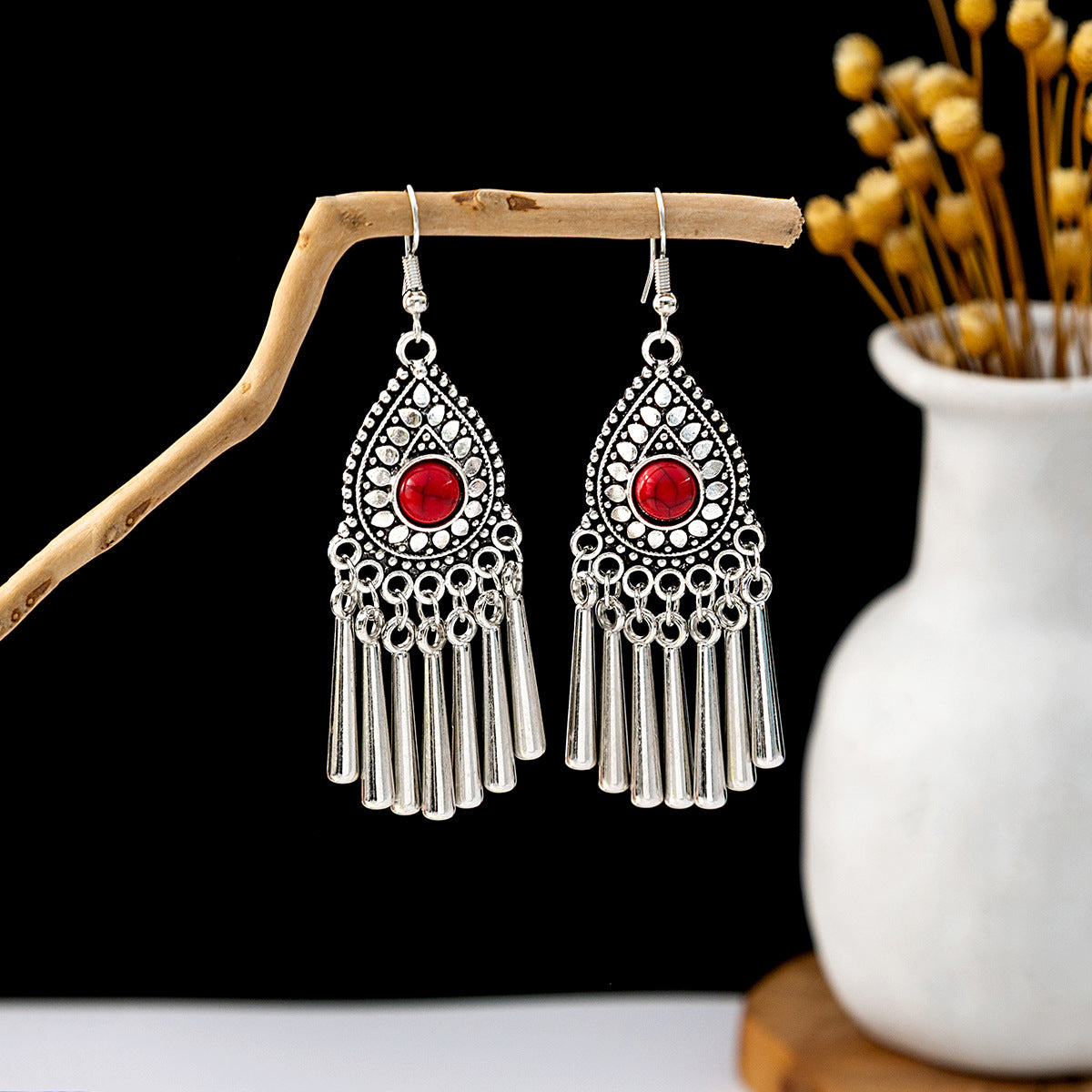 Tassel Turquoise Retro Minority Ethnic Style Earrings