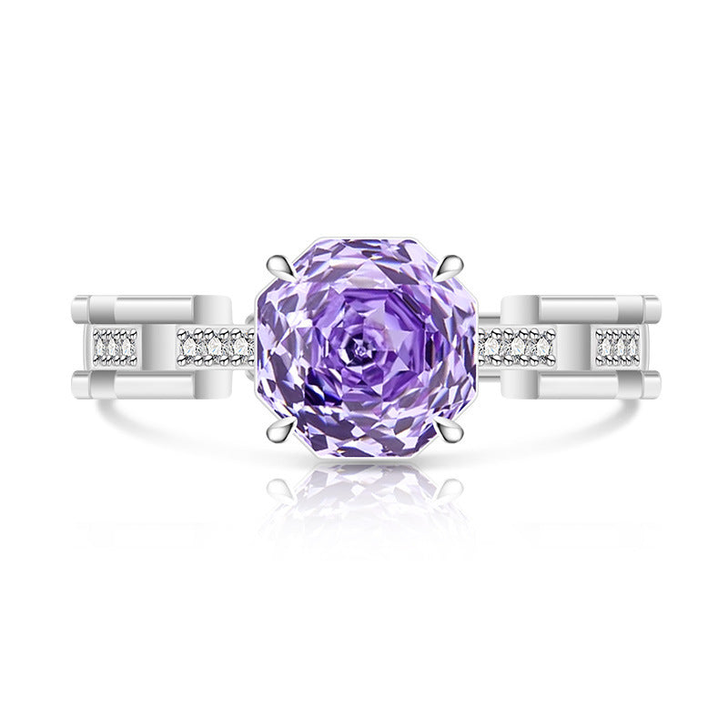 Rose Cut Inlaid Super Flash Fashion Live Ring