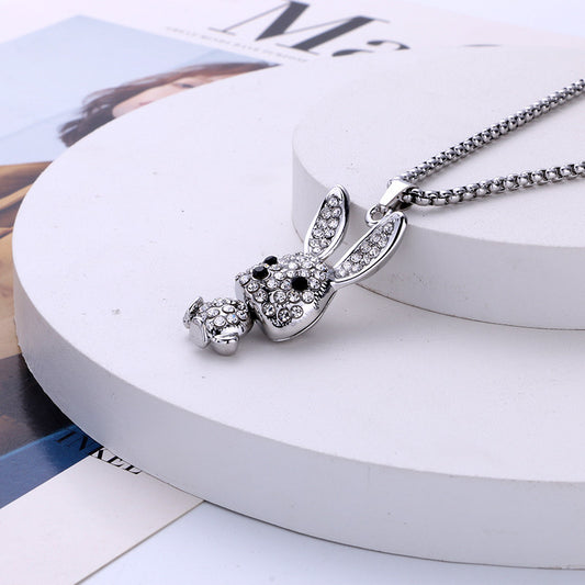 Women's High-grade Rhinestone Rabbit Accessories Long Pendant Fashionable Sweater Chain Necklaces