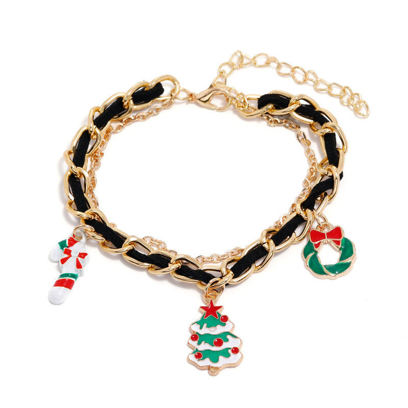 Women's Trendy Niche Creative Christmas Snowman Crutches Bracelets