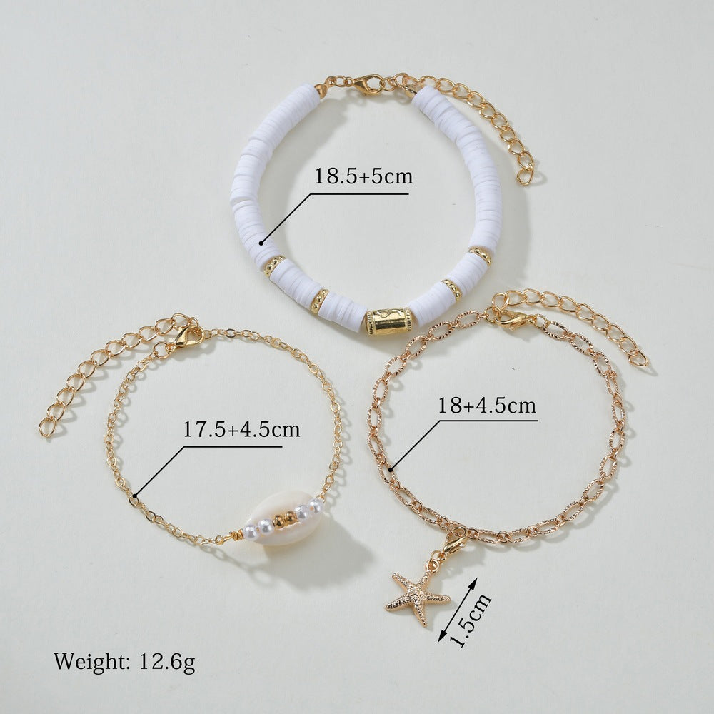 Women's Pottery Beach Vacation Style Shell Woven Match Bracelets