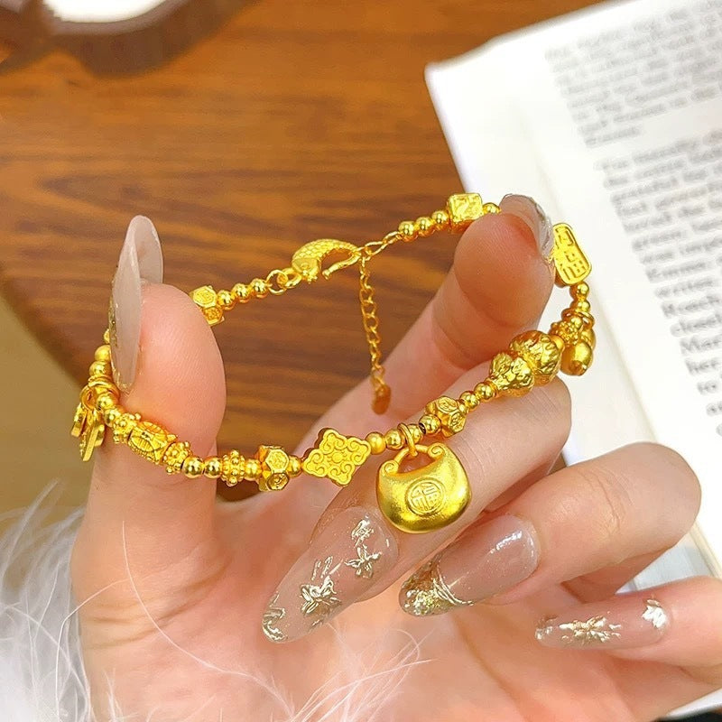 Style Alluvial Gold Gourd Fat Fu Wrapped Bracelets