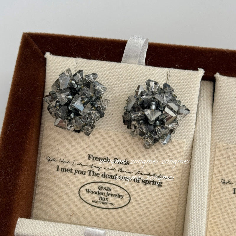 Black Fireworks Beaded Crystal Light Luxury High-grade Mosquito Ear Clip