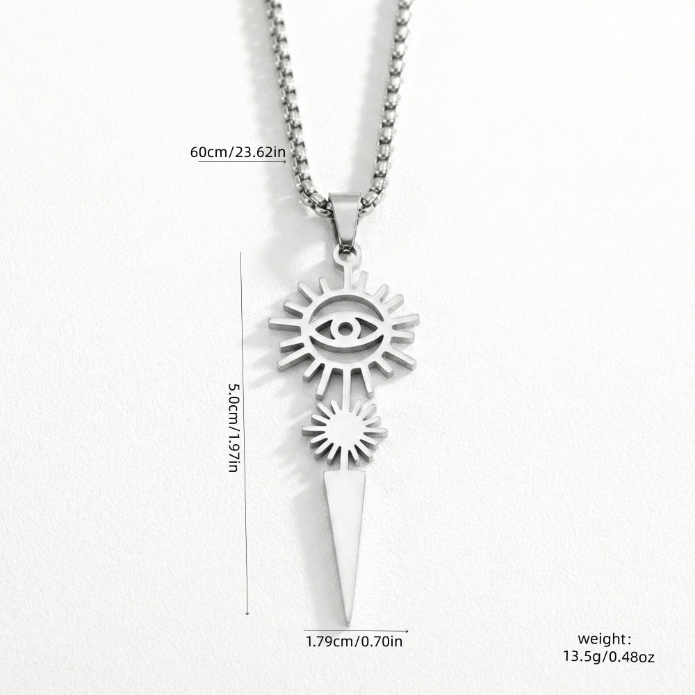 Vintage All-seeing Eye Sun Pointed Cone Punk Horus Stainless Earrings