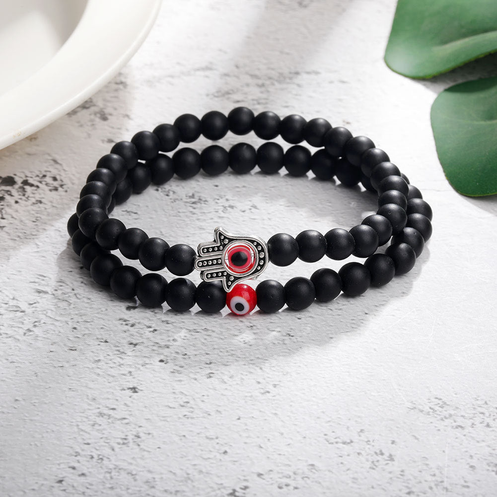Women's Retro Simple Volcanic Rock Palm Eyes White-barked Bracelets