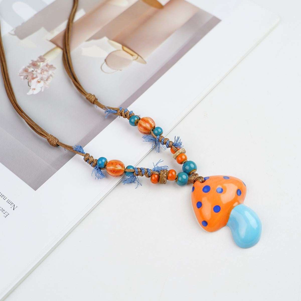 Peace Fu National Fashion Vintage Ceramic Female Longevity Necklaces