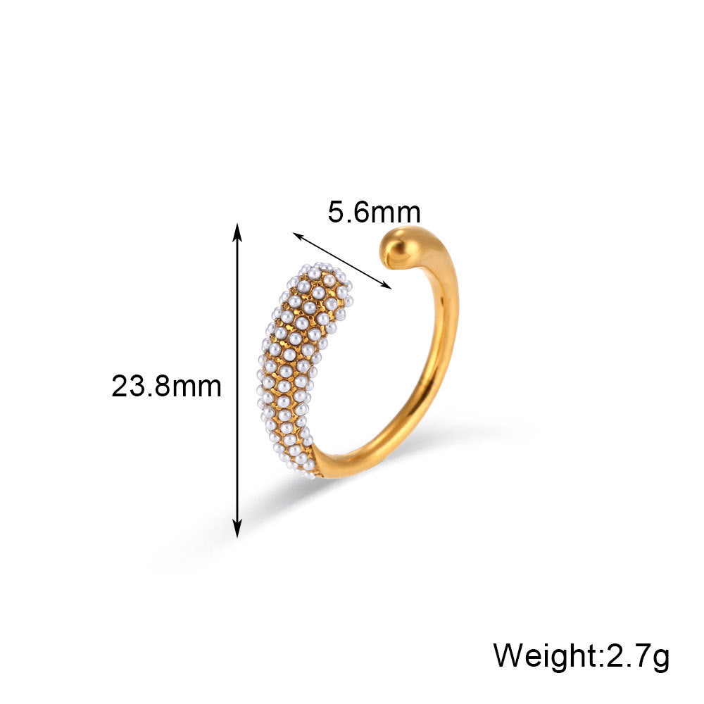 Light Luxury Female Stainless Steel Opening Water Drop Shape Micro Ring
