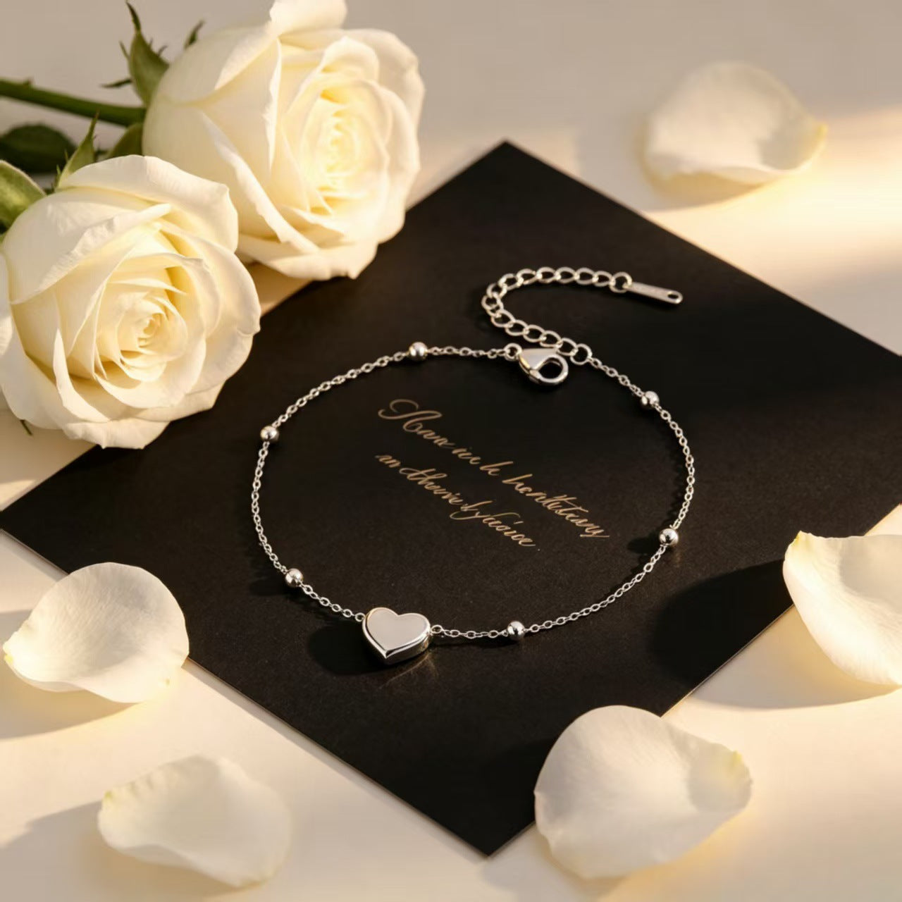 Simple Cool Heart Clavicle Chain Titanium Steel Thin Advanced Lightly Jewelry Set