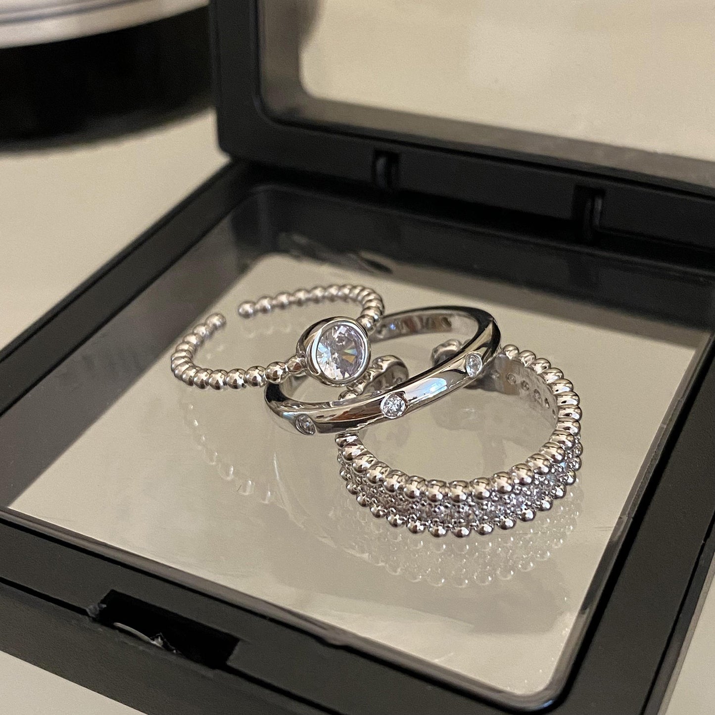 Luxury Minority Design Rhinestone Stacked Elegant Fashion Personalized Index Ring