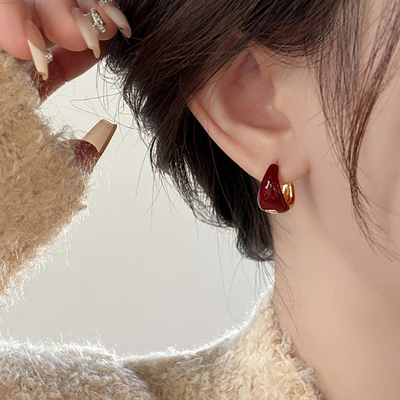 Women's Vintage Red Clip Light Luxury Temperament Rings