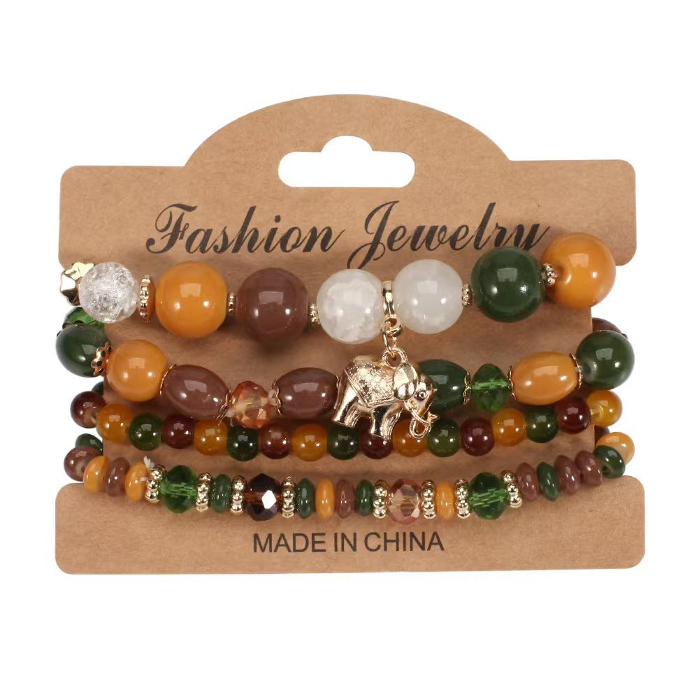 Fashion Glass Beaded Vacation Style Elephant Color Bracelet