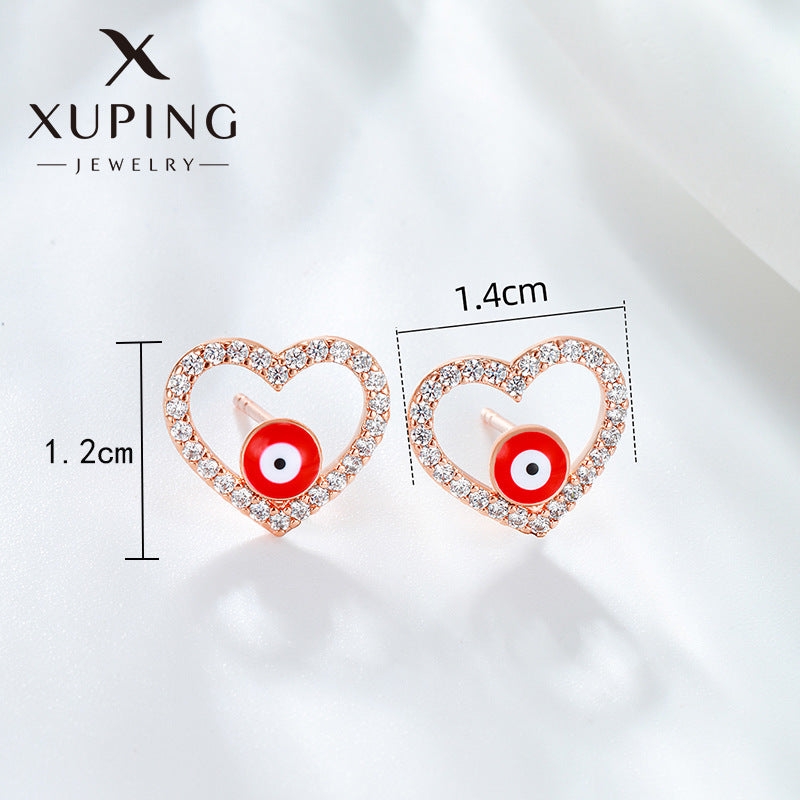 Jewelry Heart-shaped Evil Eyes Ear Drop Earrings