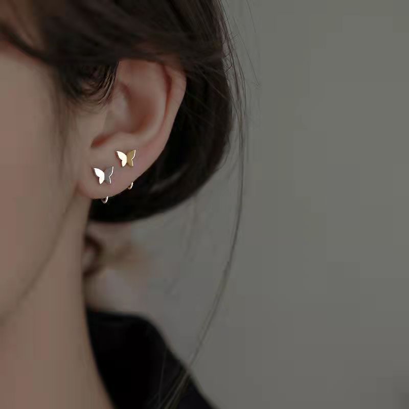 Women's Butterfly For Ear Hook Elegant High-grade Round Face Show Small Rings