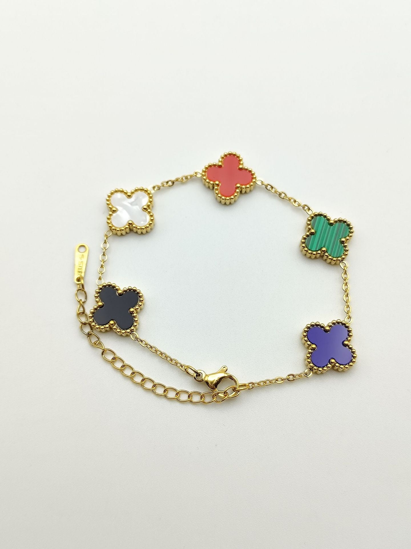 Women's Clover Gold Double-sided Color Retention Ornament Bracelets