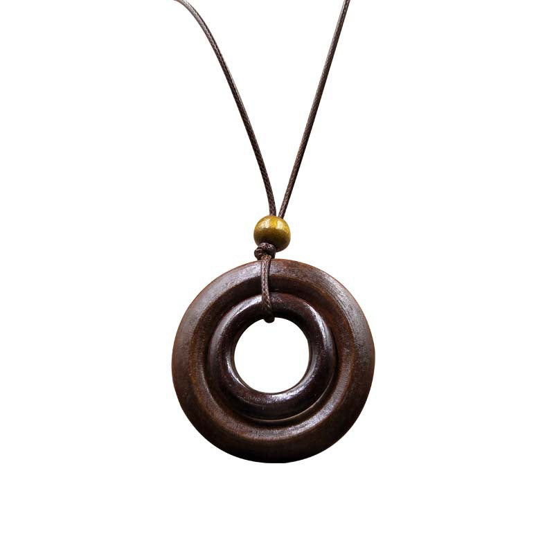 Wooden Sweater Chain Long Artistic Retro Mori Ethnic Style Cotton Necklace