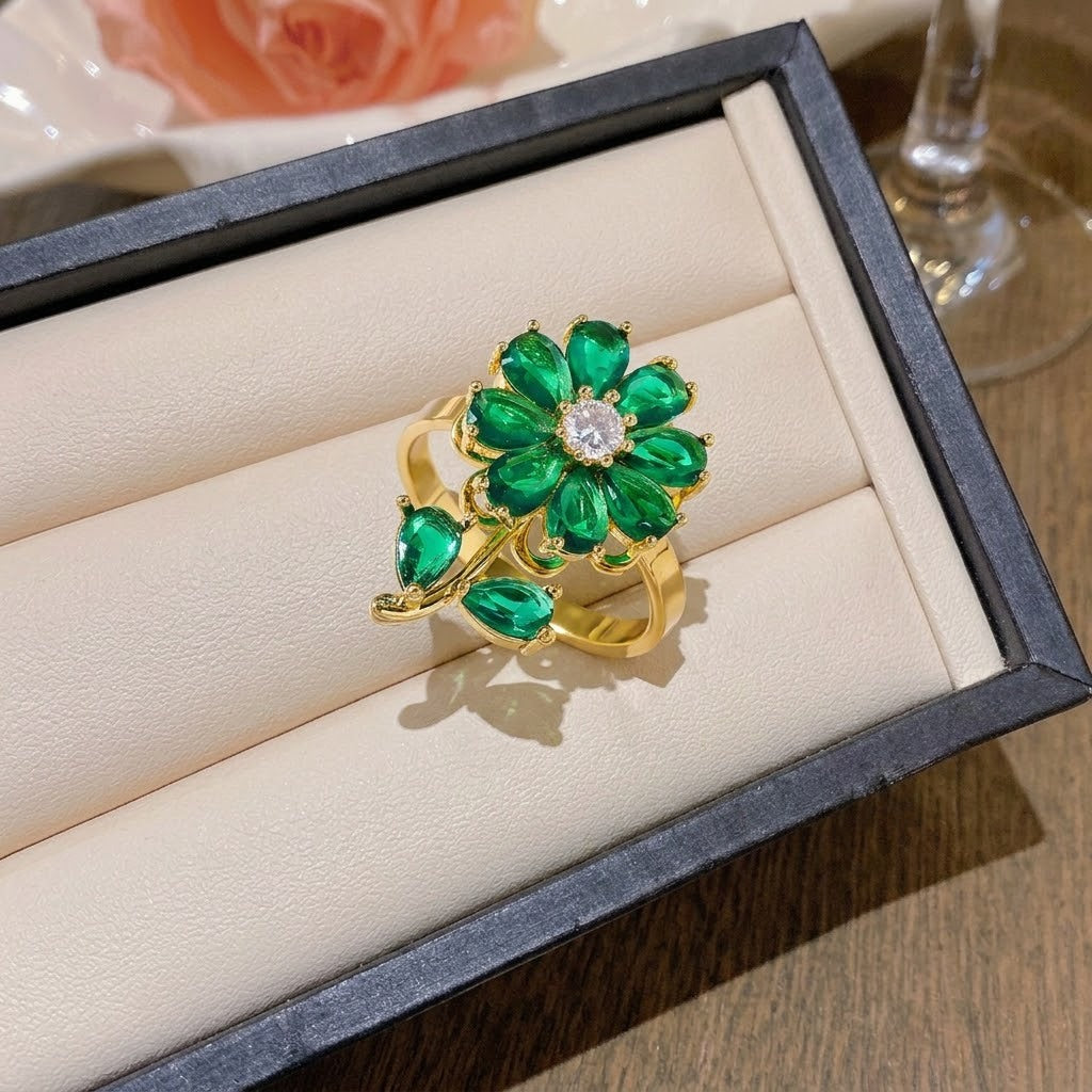 Rotating Degree Rotation Heart-shaped Zircon Clavicle Rings