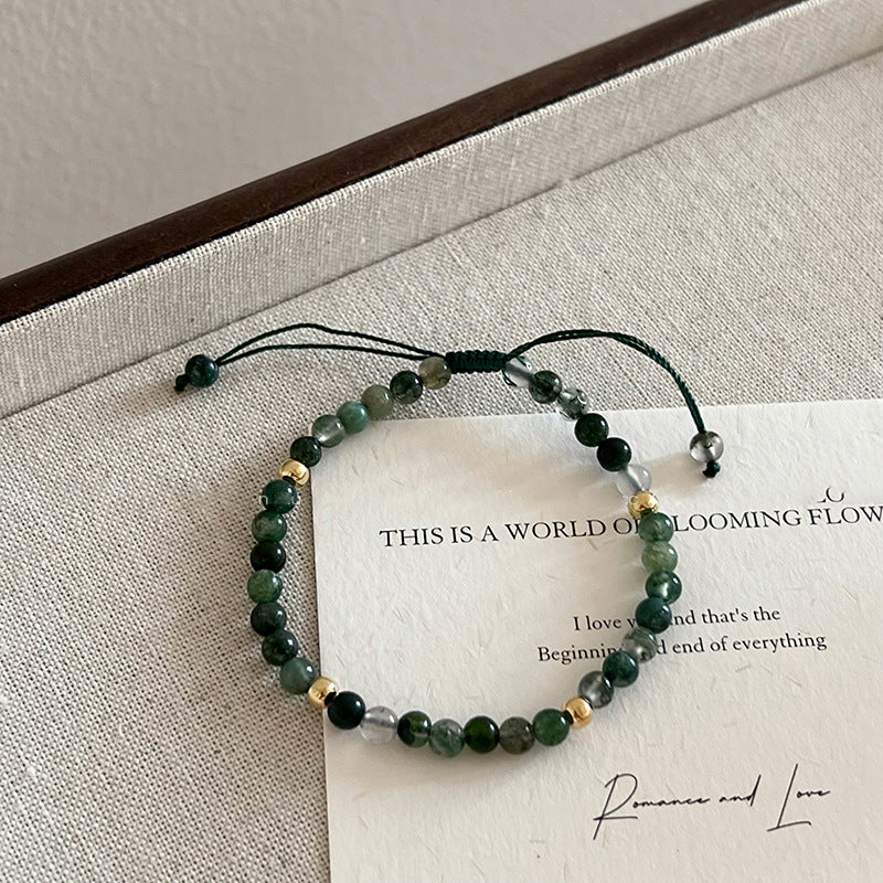 Bracelets de luxe légers en agate tissés à la main avec cordon de serrage pour femmes