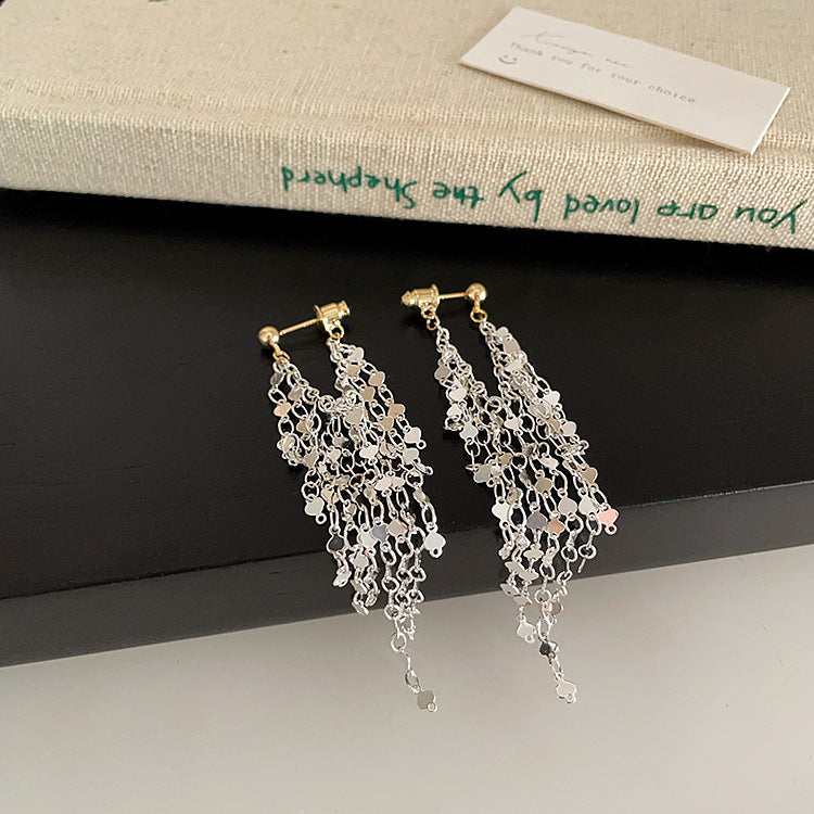 Sequins Long Tassel Ear Female Design Sense Earrings