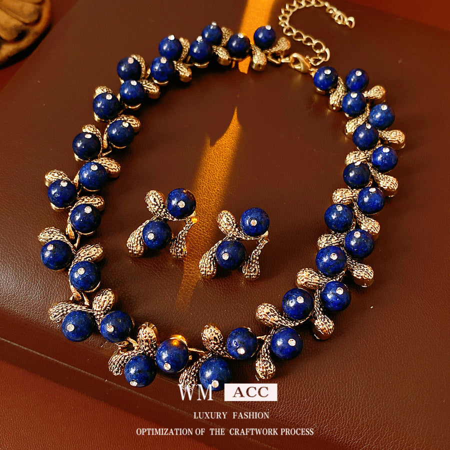 Women's Drop Flower Ear Fashion Vintage Court Style Jewelry Set