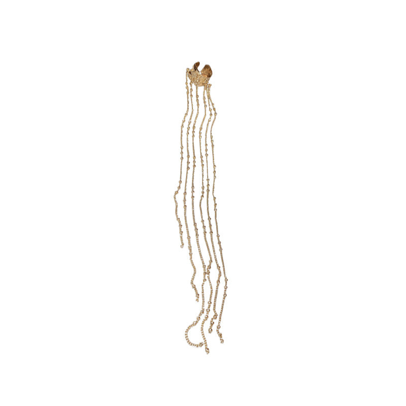 Irregular Shaped Chain Long Tassel Clips Cold Wind Bone Ear Clip