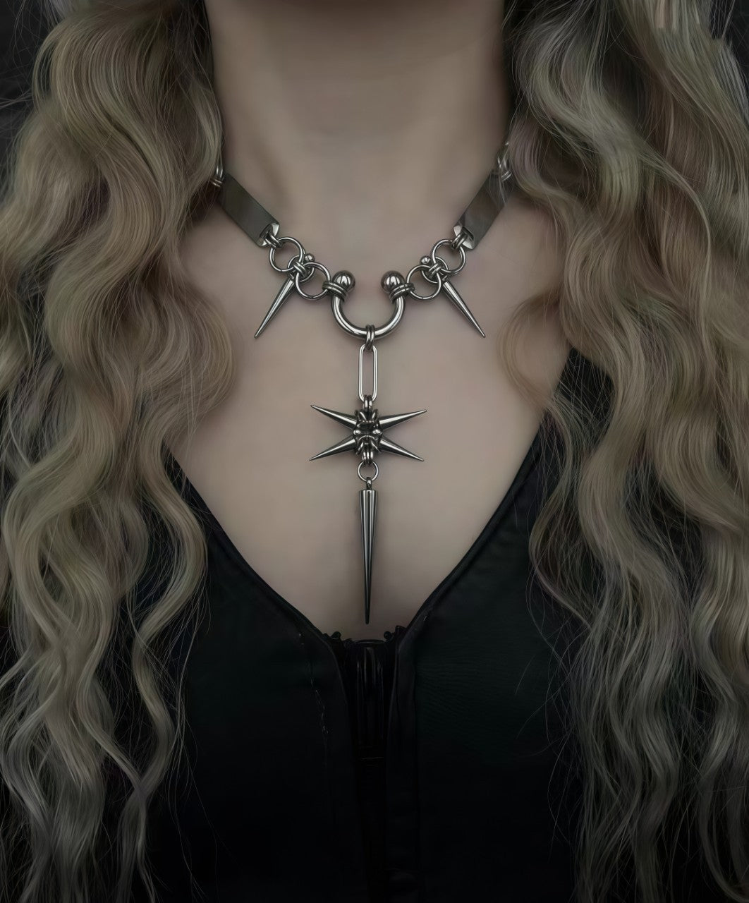 Chain Spiked Tassel Long Male Female Personality Necklace