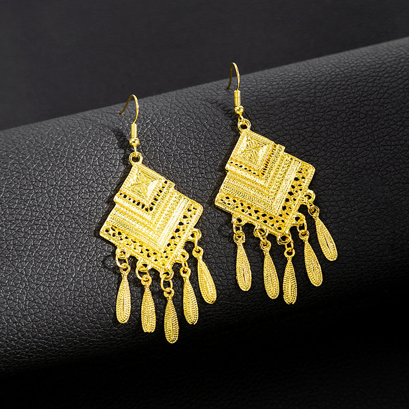 Style Peacock Golden Bell Tassel Bohemian Earrings