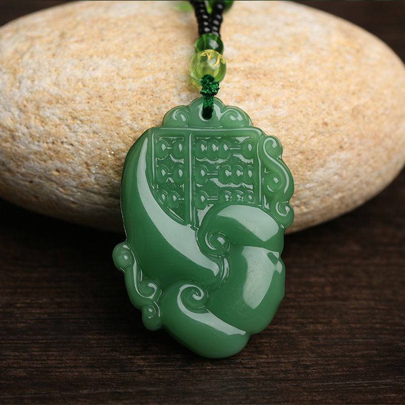 Green Jade Goddess Buddha Hand Maitreya Sweater Chain Safety Buckle Necklaces