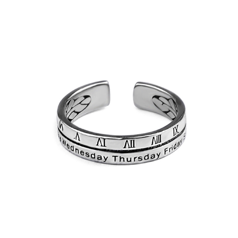 Roman Numeral Opening Thai Sier Craft Rings