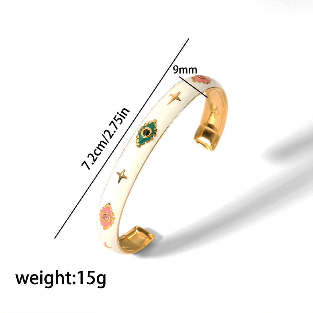 Women's Fashion Retro Design Oil Dripping Gold Stainless Steel Bracelets