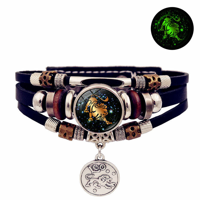 Damen &amp; Herren &amp; leuchtende Sternbild-Leder- und Paargeschenke handgefertigte kreative Perlenarmbänder