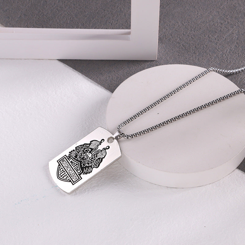 Personality Dog Tag Pendant Design Sense Retro Titanium Necklaces