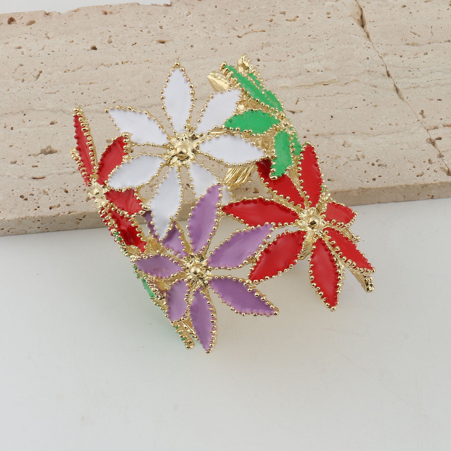 Women's Exaggerated Enamel Drip Glazed Petal Light Luxury Metal Bracelets