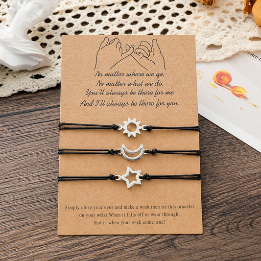 Friendship Card Personality Alloy Sun Moon Bracelets